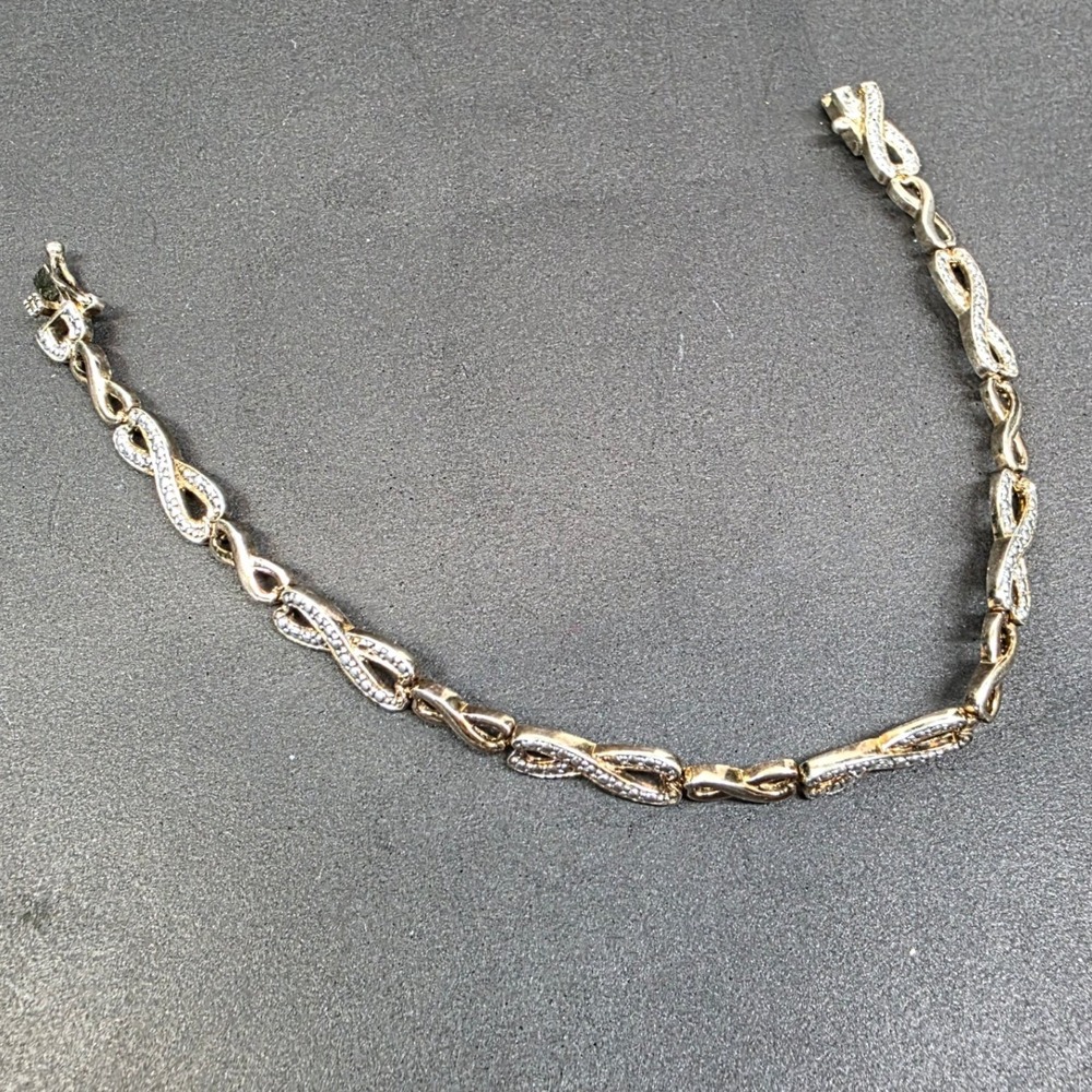 FAS Infinity Link Bracelet 7.25" Gold Plated 925 Sterling Silver Box‎ Clasp